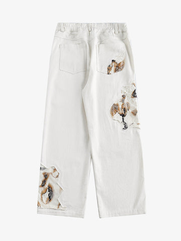 Thesupermade American Retro Lace Patchwork Jeans 