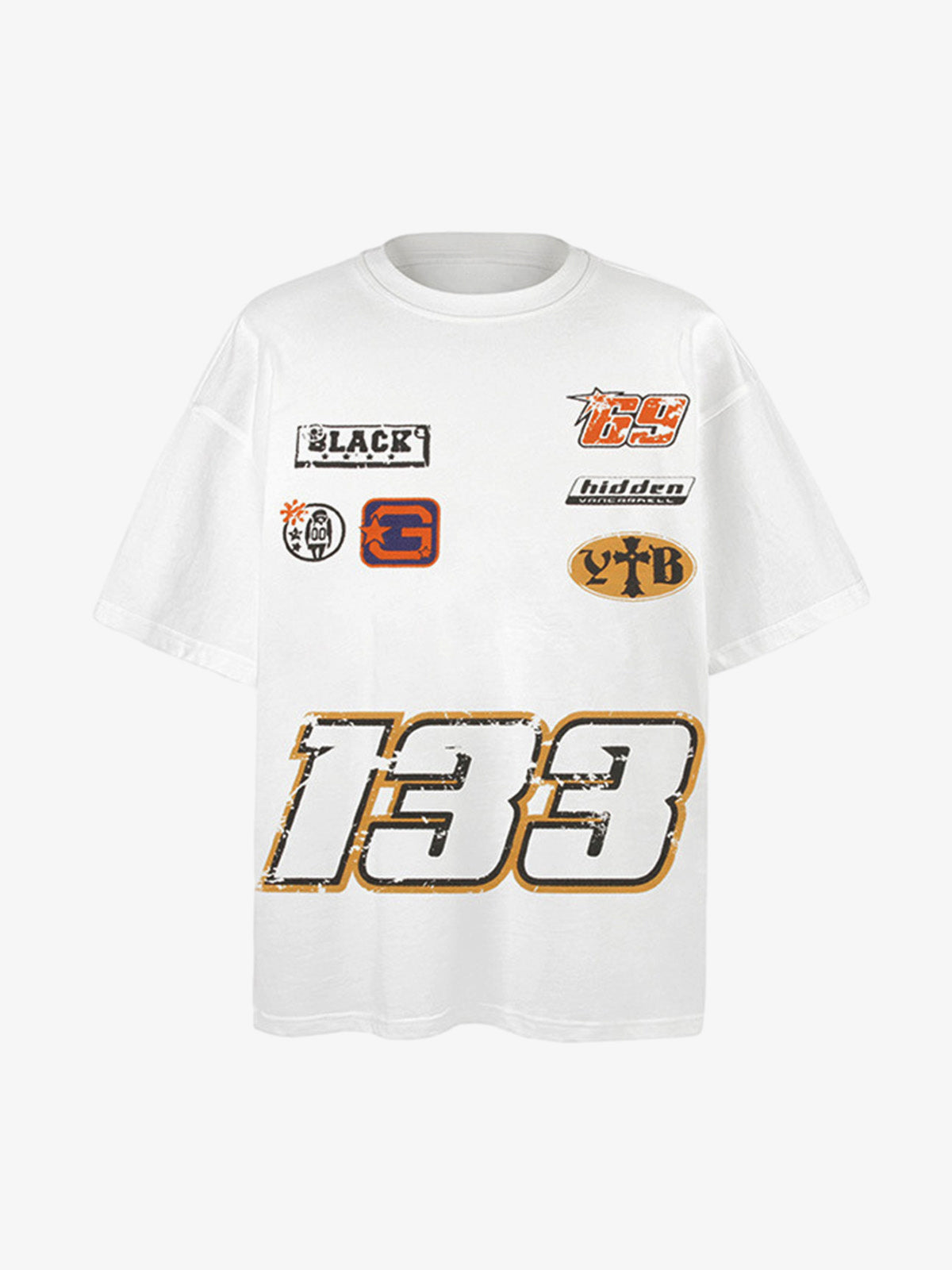 Patchwork Graphic Print Oversized Tee 