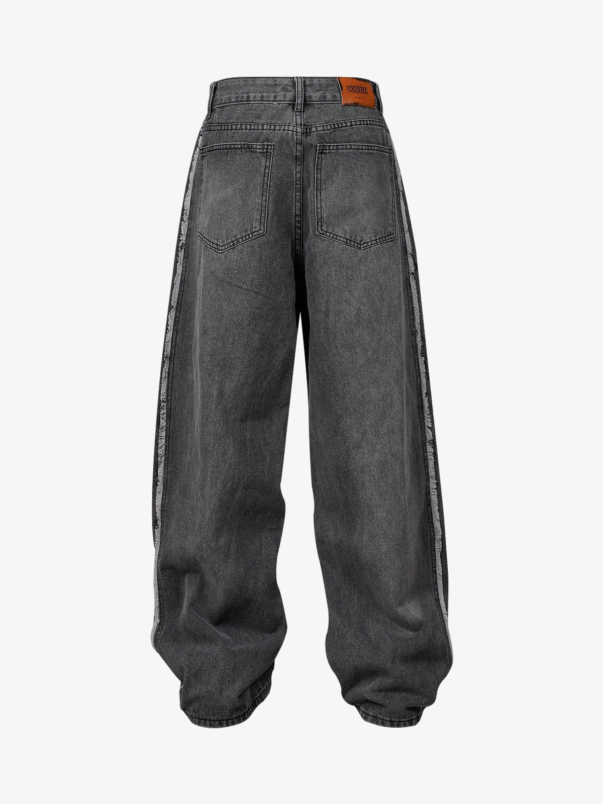 Thesupermade Washed Distressed Raw Edge Baggy Jeans - 2271 