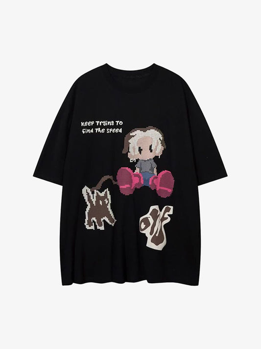 Pixel Art Cartoon Graphic T-Shirt 