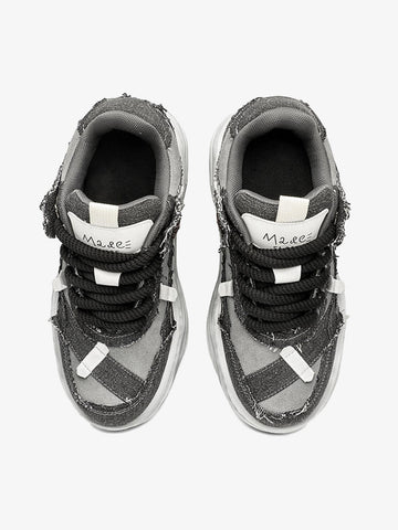 Distressed Deconstructed Split Whisker Platform Sneakers - 2602 