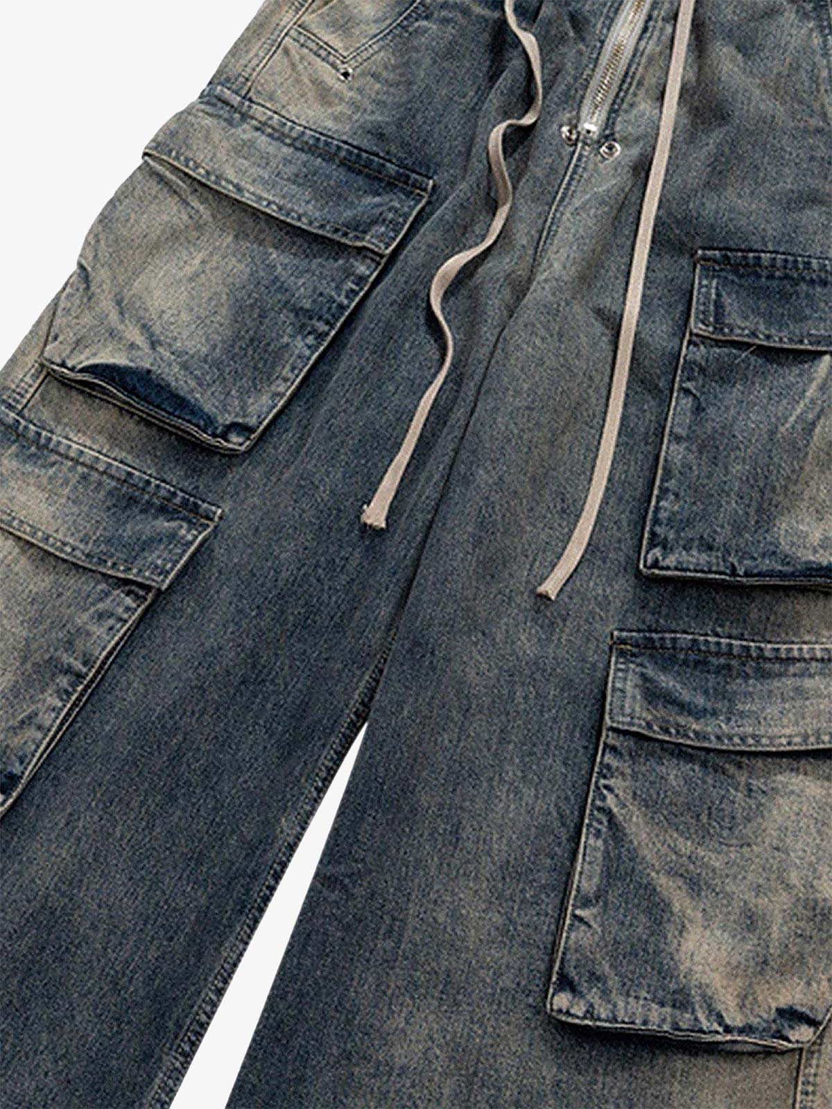 Thesupermade Wide Leg Multi-Pocket Straight Leg Loose Jeans - 1666 