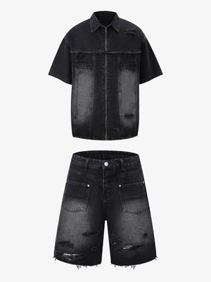 Ripped Denim Distressed Suit - 2460 