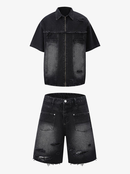 Ripped Denim Distressed Suit - 2460 