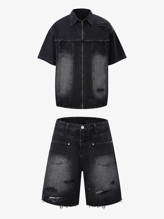 Ripped Denim Distressed Suit - 2460 