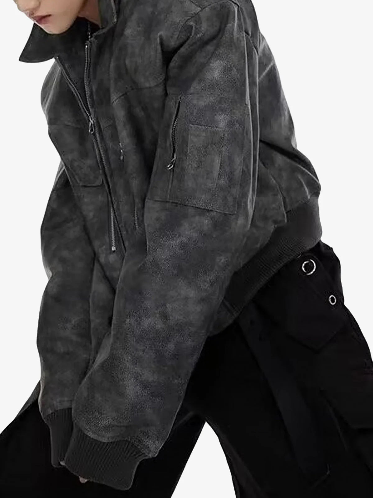 Thesupermade Vintage Motorcycle Suede Street Rap Jacket - 2232 