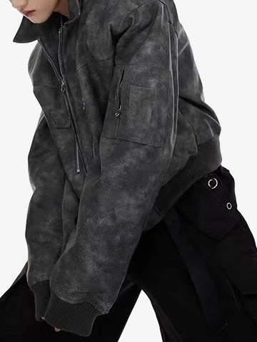 Thesupermade Vintage Motorcycle Suede Street Rap Jacket - 2232 