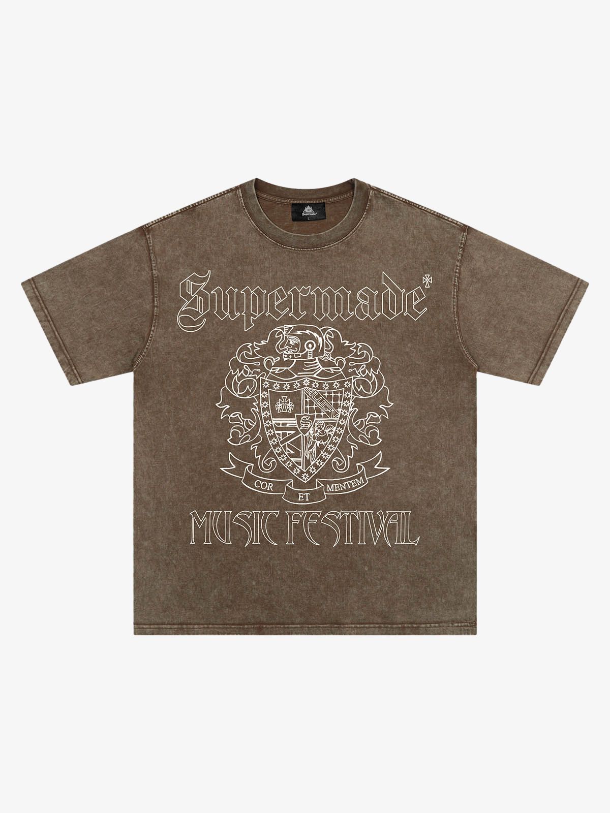 Original Gothic Letter Family Shield Badge Print T-Shirt 