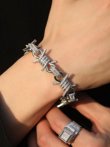 Punk Style Knot Hotfix Rhinestone Bracelet 