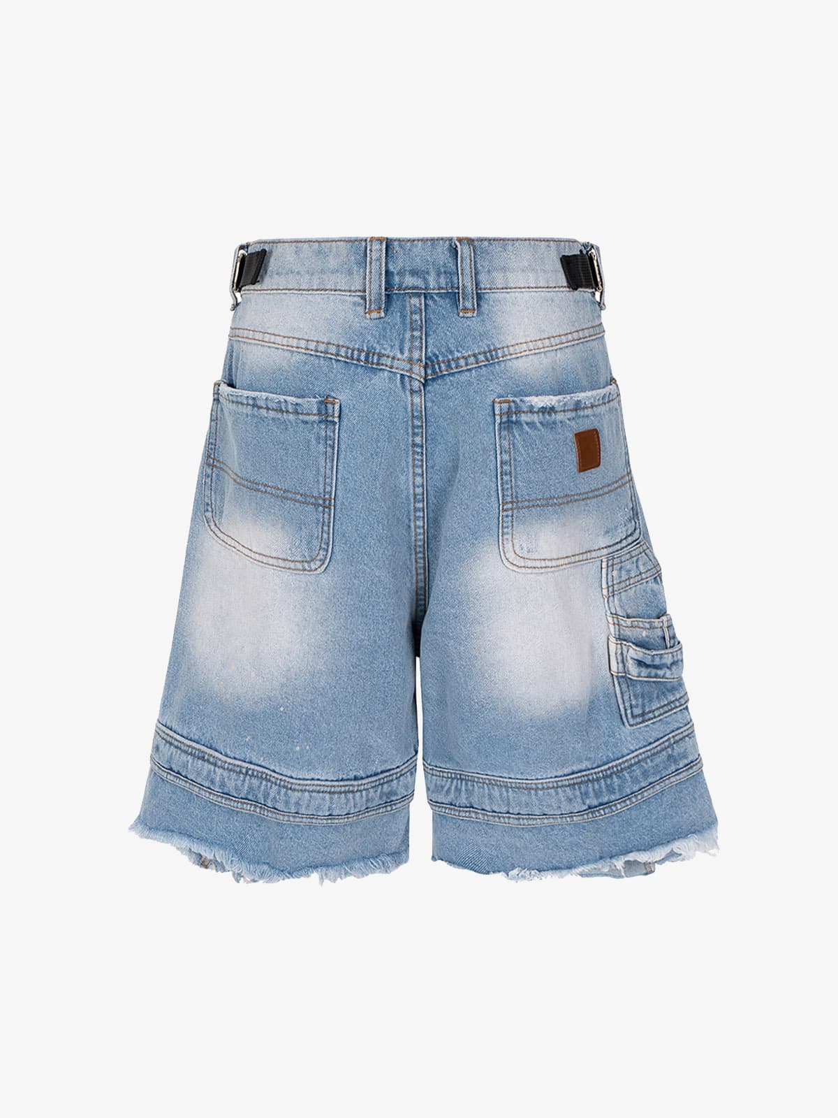Ripped Washed Tassel Cargo Denim Shorts 