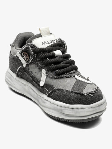 Distressed Deconstructed Split Whisker Platform Sneakers - 2602 