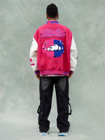 Thesupermade Pink Terry Patch Embroidered Hip Hop Baseball Jersey - 1965 