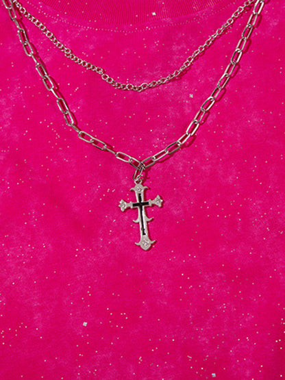 Retro Rhinestone Cross Chain Vest 