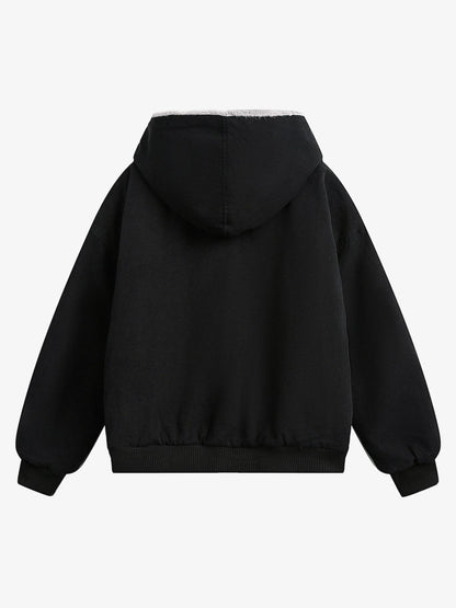Thesupermade Fur Hooded Zip Up Quilted Jacket 