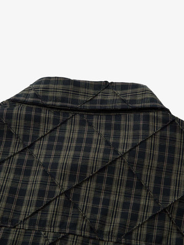 Heavy Plaid Pleated Striped Faux Two-Piece Polo Shirt 