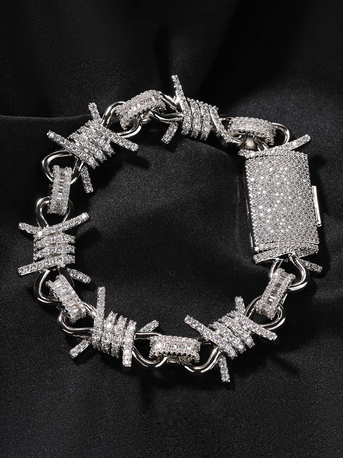 Punk Style Knot Hotfix Rhinestone Bracelet 
