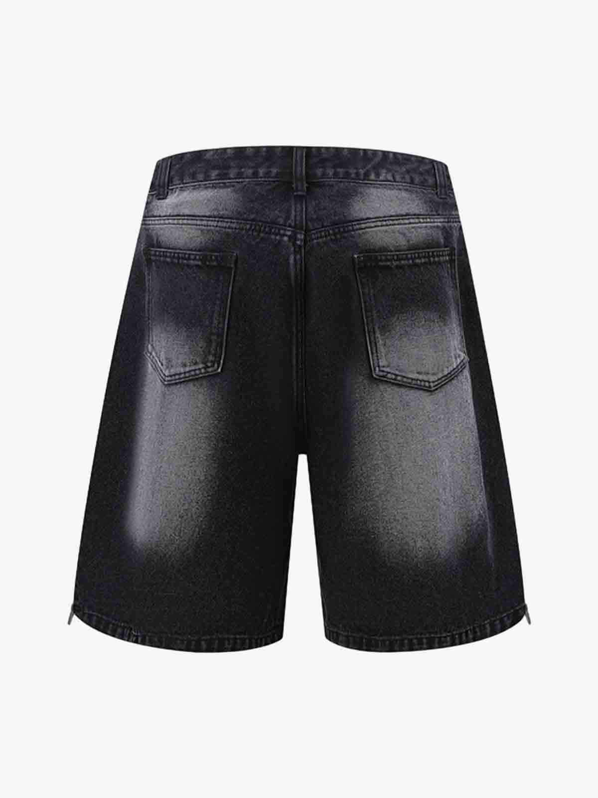 Thesupermade Old Washed Double Waistband Design Denim Jorts 