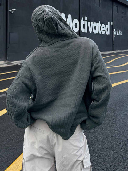 Asymmetric Irregular Knitted Sweater Hoodie 