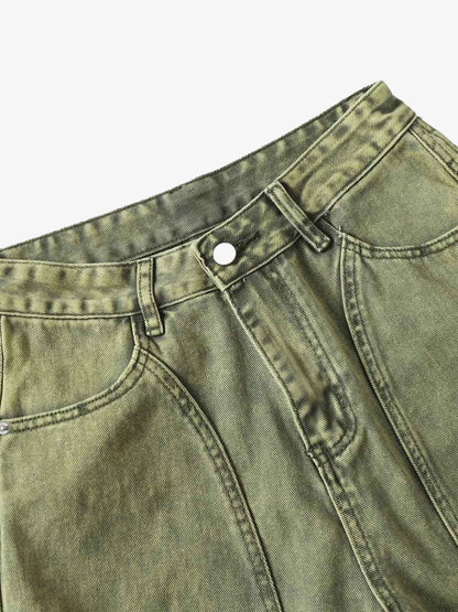Washed Distressed Ripped Barrel Jeans 