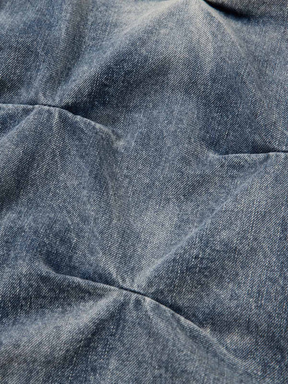 Distressed Washed Pleated Jeans 