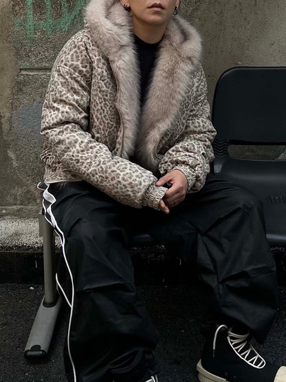 Cheetah Print Mink Fur Hooded Jacket - 2270 