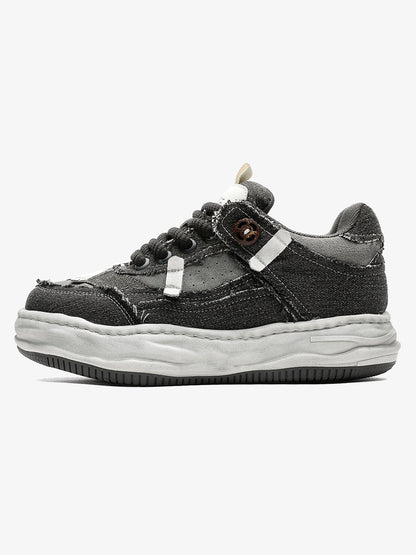 Distressed Deconstructed Split Whisker Platform Sneakers - 2602 