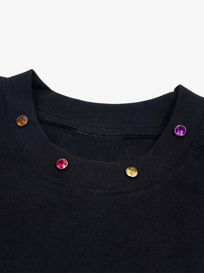 Street Retro MOOD Patch Embroidered Rivet T-shirt - 2440 