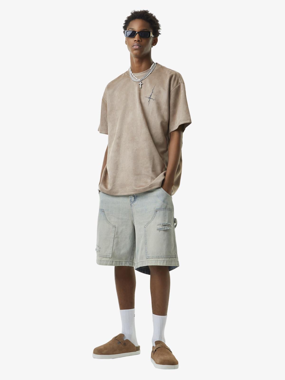 Thesupermade Retro Washed Hip-Hop Shorts 