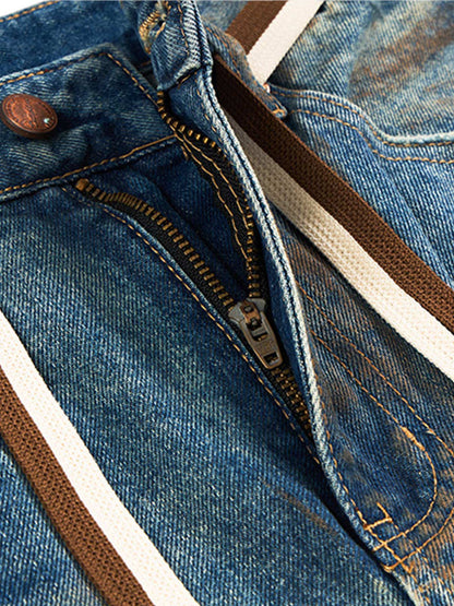 Retro Ink-Splashed Ripped Jeans 