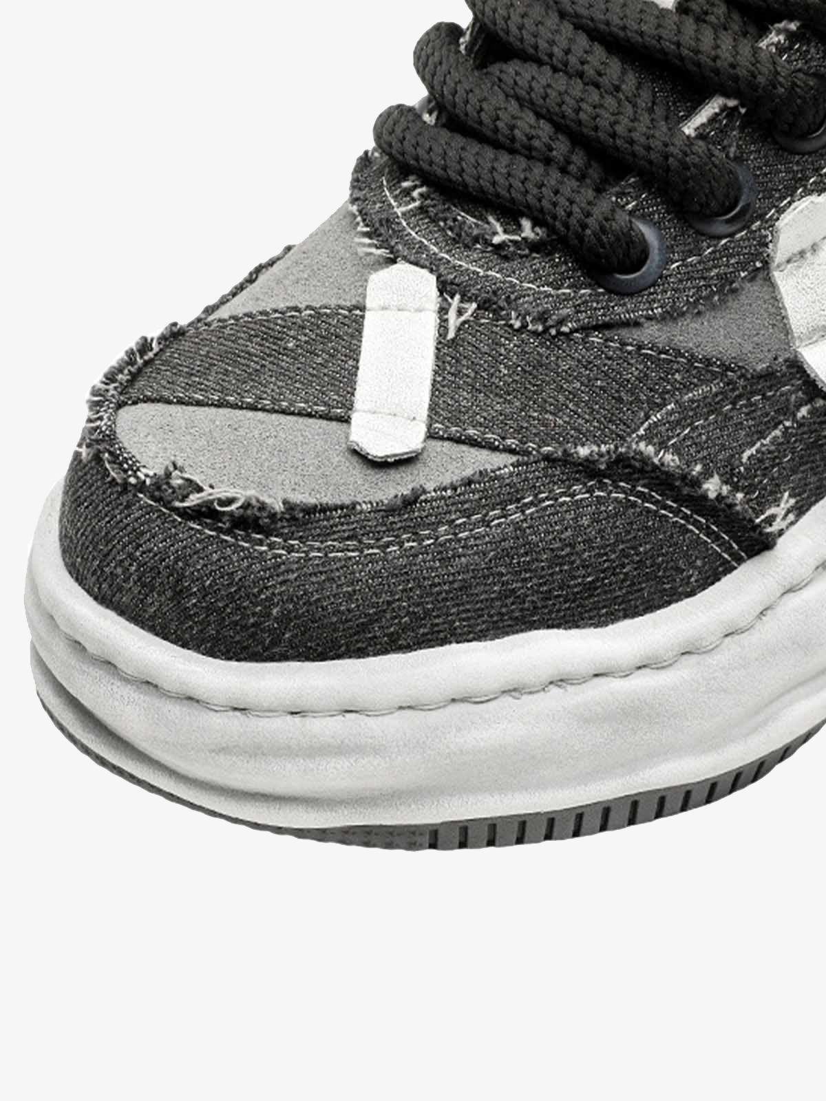 Distressed Deconstructed Split Whisker Platform Sneakers - 2602 