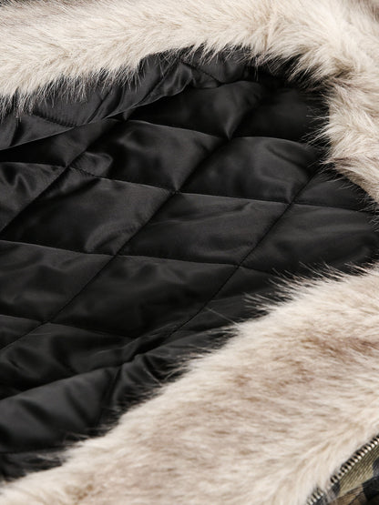 Thesupermade Camouflage Fur Hooded Jacket - 2353 
