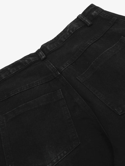 Denim Contrast Striped Stitching Barrel Jeans - 2504 