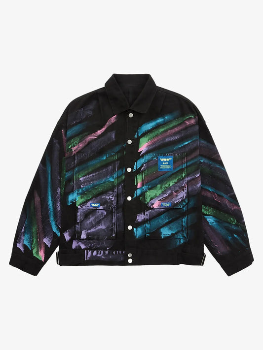 Thesupermade Hip-hop Hand-painted Graffiti Denim Jacket - 2010 
