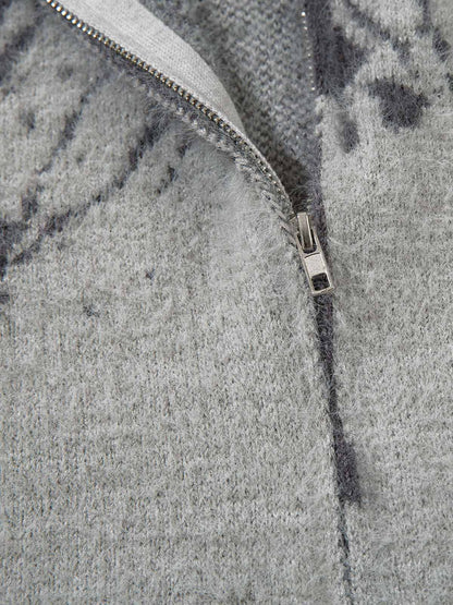 Thesupermade Butterfly Jacquard  Knit Mock Neck Sweater 