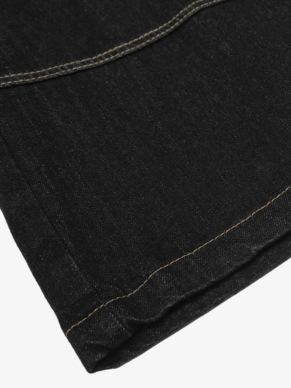 Contrast Stitched Patch Pocket Denim Jorts 