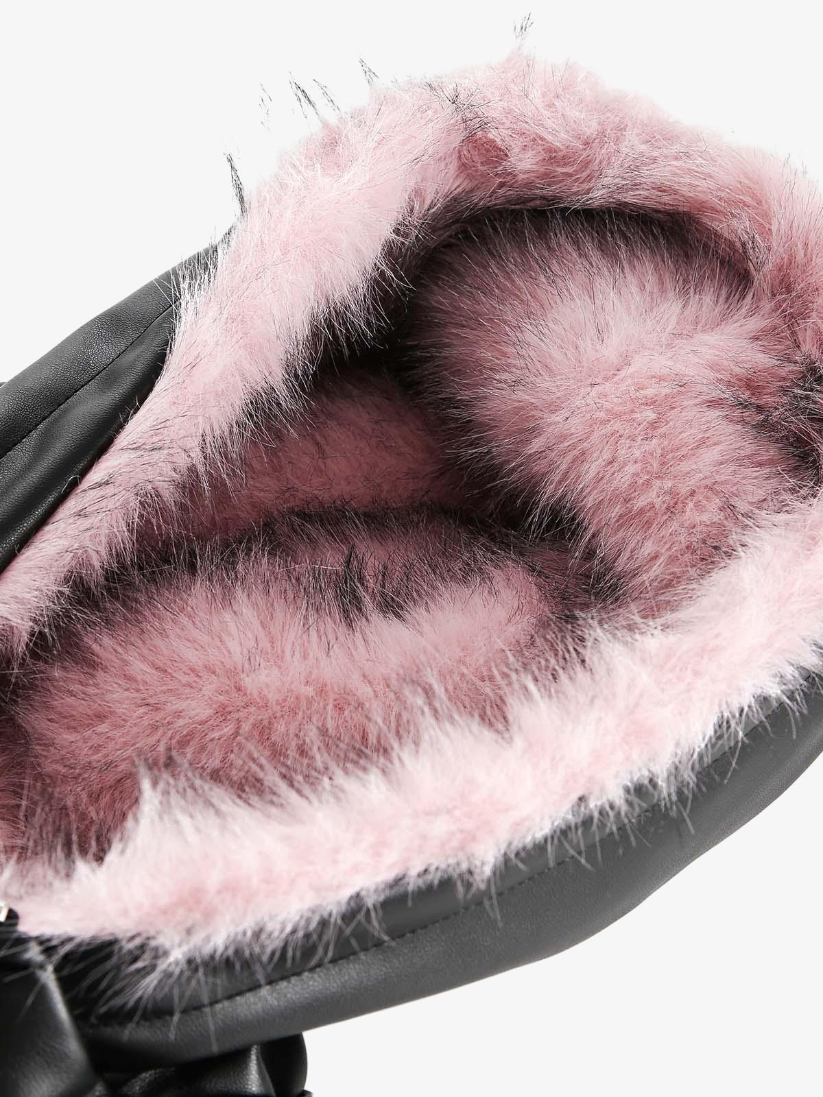 Leather Pink Fur Hooded Quilted Jacket - 2535 