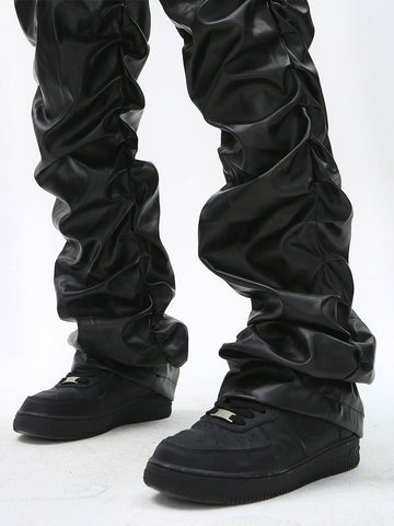Thesupermade Punk Style Pleated Leather Pants - 2195 