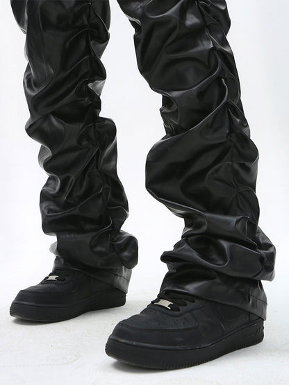 Thesupermade Punk Style Pleated Leather Pants - 2195 