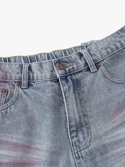 Distressed Tie-Dye Denim Jorts 
