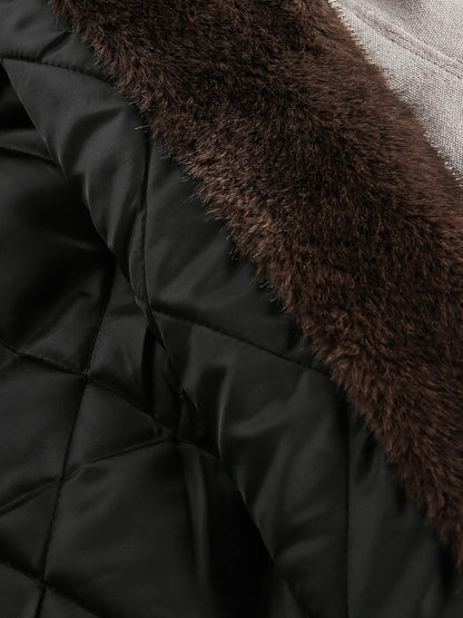 Thesupermade Fur Hooded Zip Up Quilted Jacket 