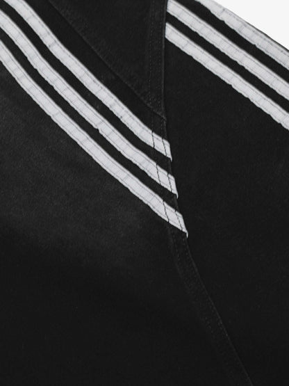 Denim Contrast Striped Stitching Barrel Jeans - 2504 