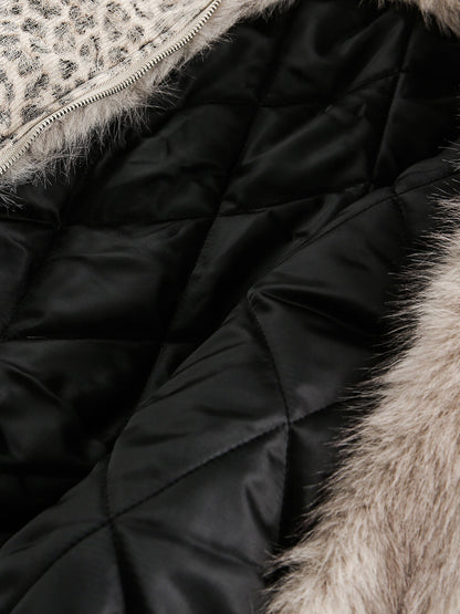 Cotton Cheetah Print Mink Fur Hooded Jacket - 2270 