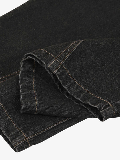 Patchwork Plaid Pleated Baggy Barrel Jeans - 2334 