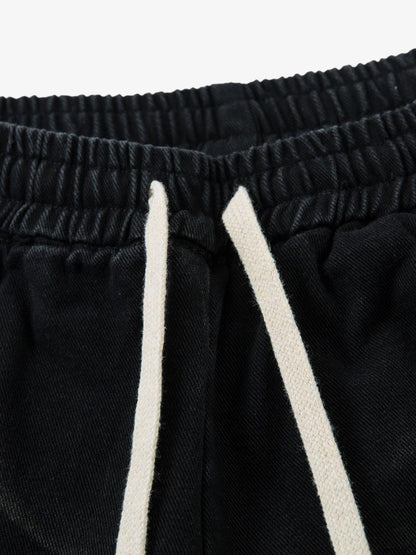 Washed Multi Pocket Drawstring Cargo Jeans 