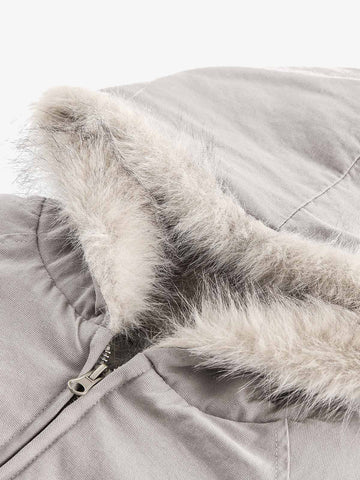 Spliced Fur Hooded Quilted Jacket - 2285 
