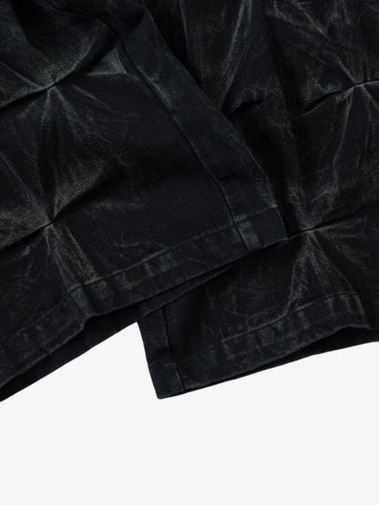Denim Heavy Washed Distressed Pleated Baggy Jeans - 2282 