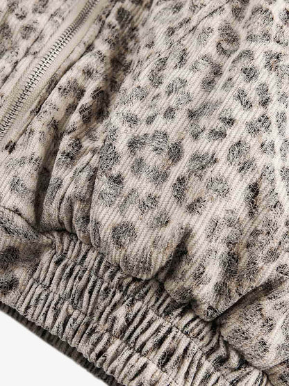 Cotton Cheetah Print Mink Fur Hooded Jacket - 2270 