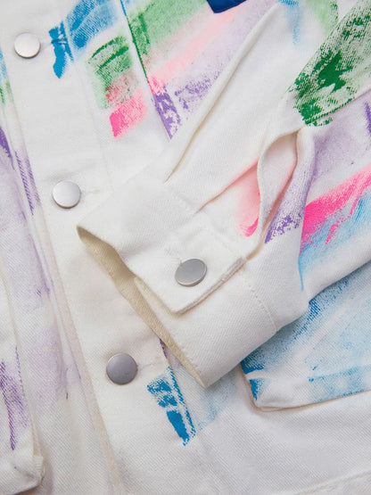 Thesupermade Hip-hop Hand-painted Graffiti Denim Jacket - 2010 