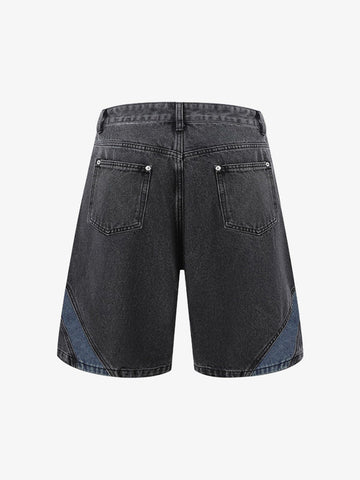 Deconstructed Patchwork Short-Sleeve Cropped Denim Set 