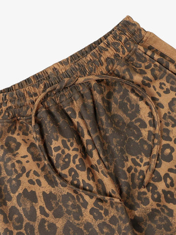 French Terry Cheetah Print Suede Tracksuit - 2277 
